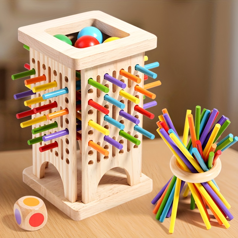 Board Game Idea - Montessori Ahşap Tahta Oyunu Renkli Çubuklar